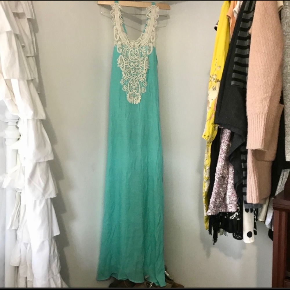 Maxi Dress turquoise lace halter NWT
